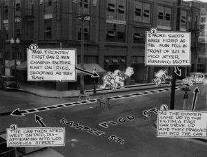 The Herald-Examiner narrates a witness's tale of a 1930 shooting in Los Angeles. Photo courtesy of the Los Angeles Public Library.
