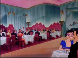 The backdrop for the Warner Brothers cartoon "Hollywood's Night Out" is the beautiful Ciro's interior
